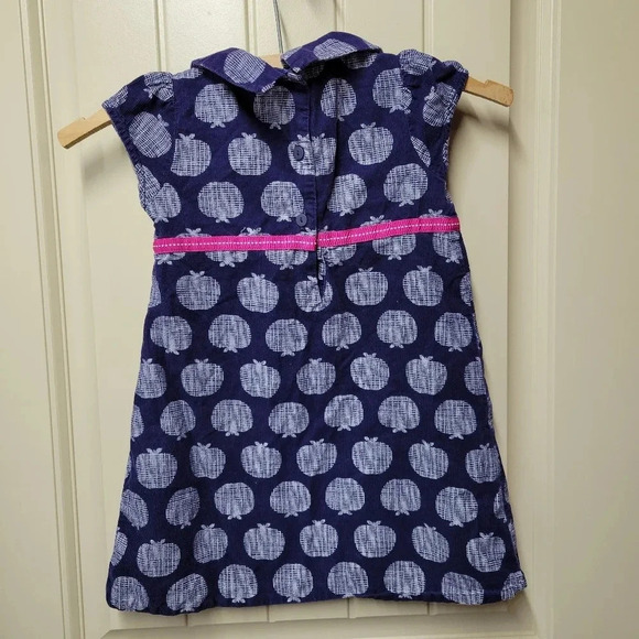 🌴3/$15🌴 Gymboree Girls Size 4T Dress Navy Blue Apples Pink Ribbon Waist - Picture 7 of 12